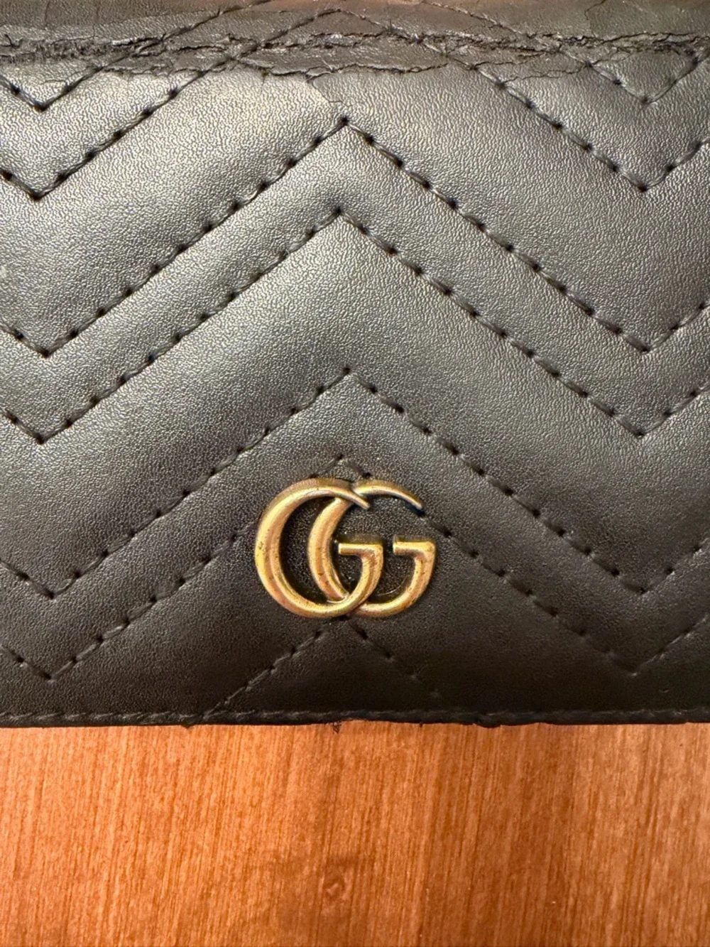 Gucci GG Marmont Card Case Women’s Wallet Black Leather Chevron Quiet Luxury - Picture 2 of 12